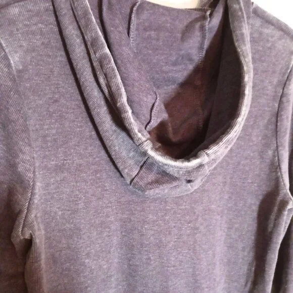 NEW Chaser Ribbed Hooded Pullover Top Faded Purple‎ Hoodie Size M - Picture 4 of 10